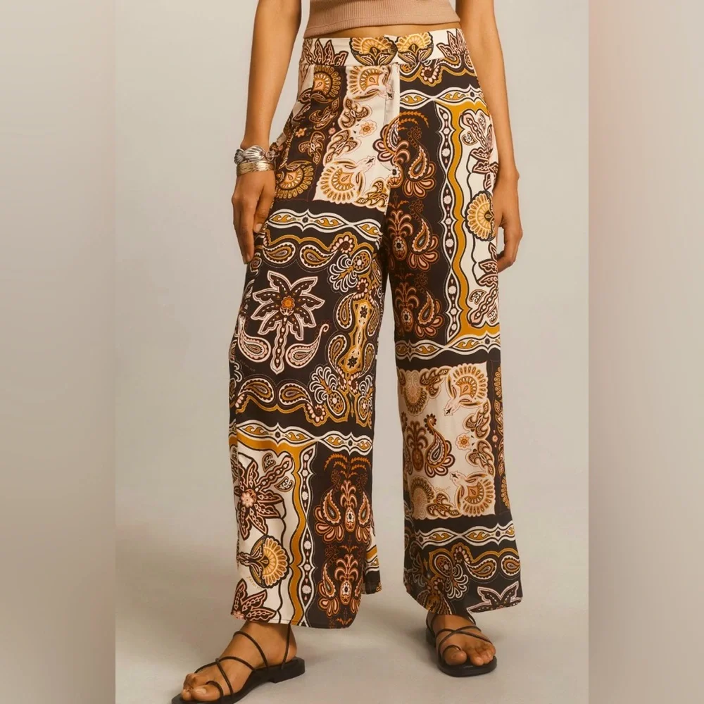FARM RIO Anthropologie Printed Wide Leg Pants - Picture 4 of 13